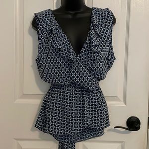 NWOT Max Studio sleeveless Blouse. Frilly low cut style neckline.